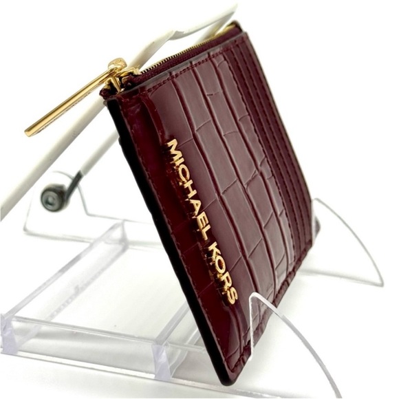 Michael Kors Medium Logo Card Case Wallet Ox Blood Multi - Picture 4 of 7